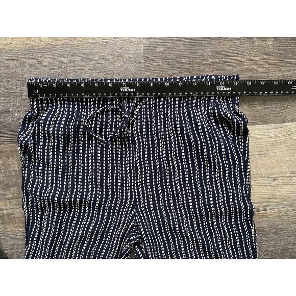 Per Se Pants Pull On Elastic Waist Navy Blue & White Casual Rayon Lounge Joggers - Picture 9 of 10